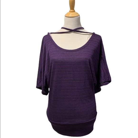 Bizz Girl | Purple & Black Wide sleeve Off Shoulder Top - Picture 1 of 6